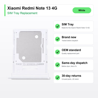 Xiaomi Redmi Note 13 4G SIM tray key facts: brand new, tested, same-day UK dispatch