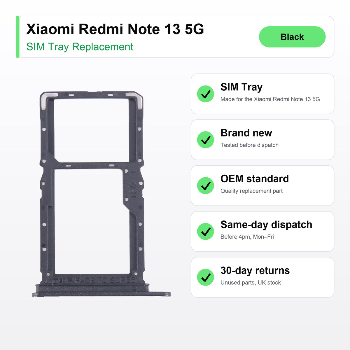 Xiaomi Redmi Note 13 5G SIM tray key facts: brand new, tested, same-day UK dispatch