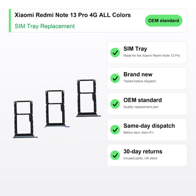 Xiaomi Redmi Note 13 Pro 4G ALL Colors SIM tray key facts: brand new, tested, same-day UK dispatch