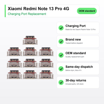 Xiaomi Redmi Note 13 Pro 4G charging port key facts: brand new, tested, same-day UK dispatch