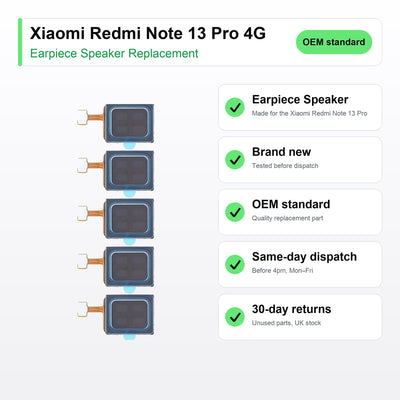 Xiaomi Redmi Note 13 Pro 4G earpiece speaker key facts: brand new, tested, same-day UK dispatch