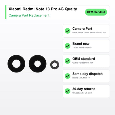 Xiaomi Redmi Note 13 Pro 4G Quaity camera lens key facts: brand new, tested, same-day UK dispatch