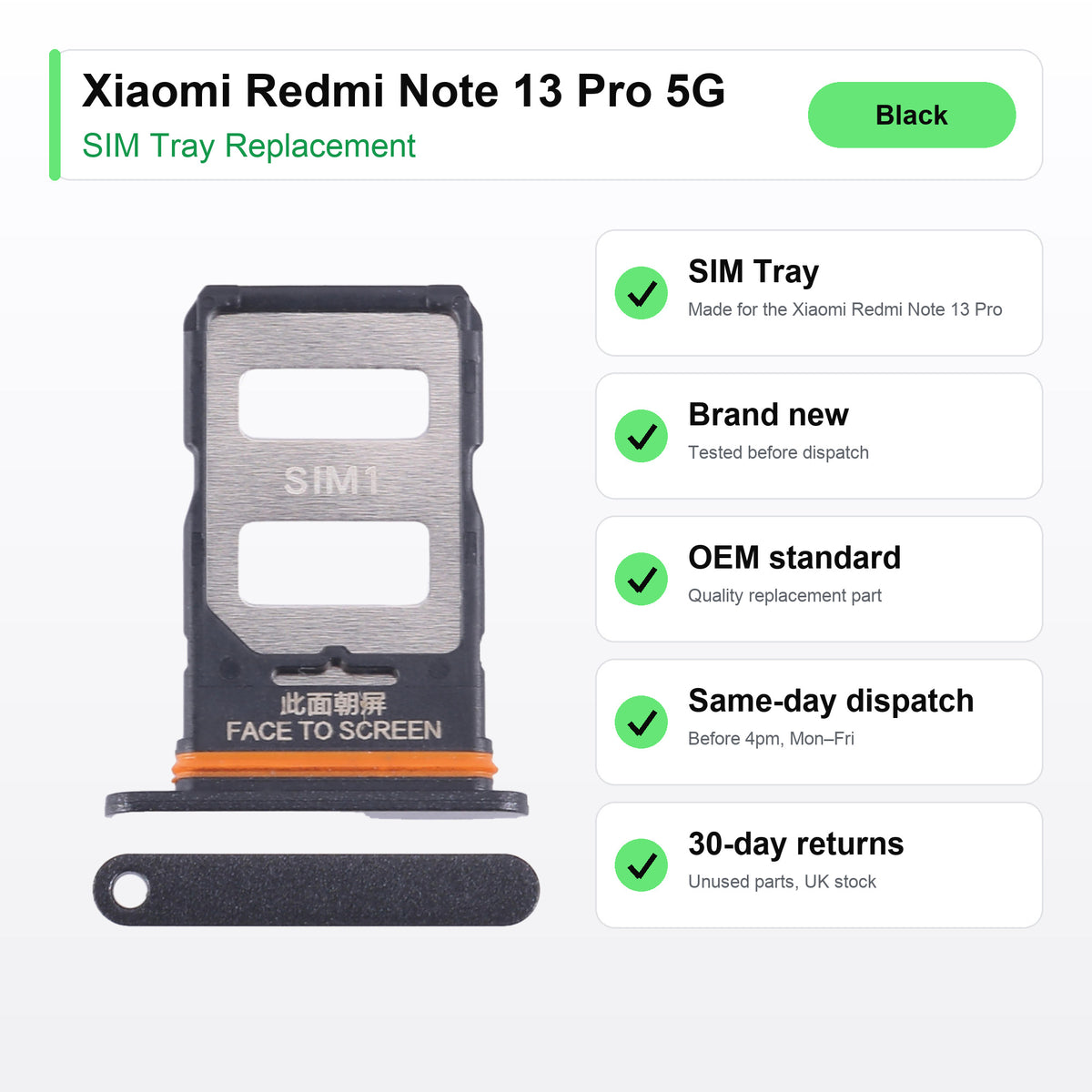 Xiaomi Redmi Note 13 Pro 5G SIM tray key facts: brand new, tested, same-day UK dispatch
