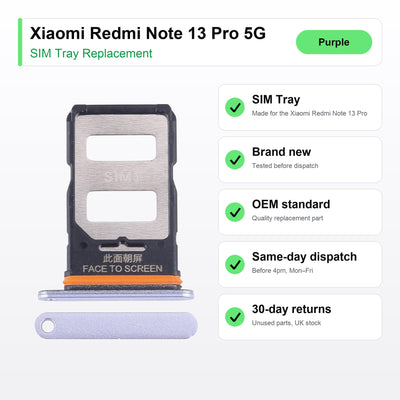 Xiaomi Redmi Note 13 Pro 5G SIM tray key facts: brand new, tested, same-day UK dispatch