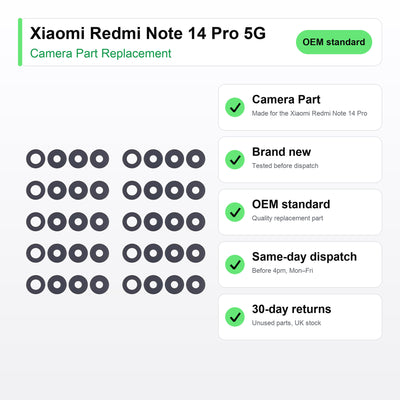 Xiaomi Redmi Note 14 Pro 5G camera lens key facts: brand new, tested, same-day UK dispatch