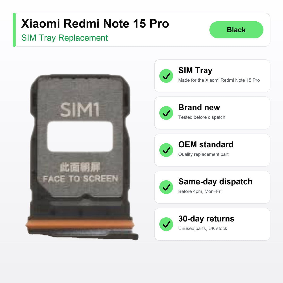 Xiaomi Redmi Note 15 Pro SIM tray key facts: brand new, tested, same-day UK dispatch