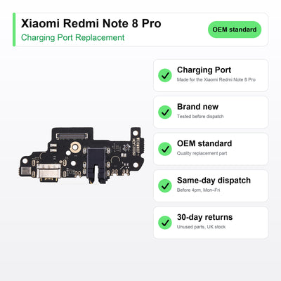Xiaomi Redmi Note 8 Pro charging port key facts: brand new, tested, same-day UK dispatch