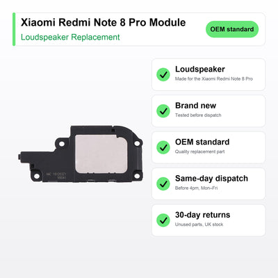 Xiaomi Redmi Note 8 Pro Module loudspeaker key facts: brand new, tested, same-day UK dispatch